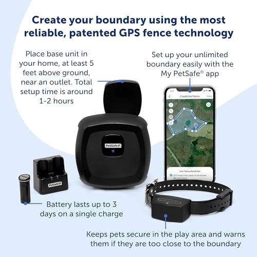 PetSafe Guardian GPS Connected Customizable Fence - Subscription-Free GPS Dog Fence for Large Yards, Create Your Own Boundary for up to 8 Dogs