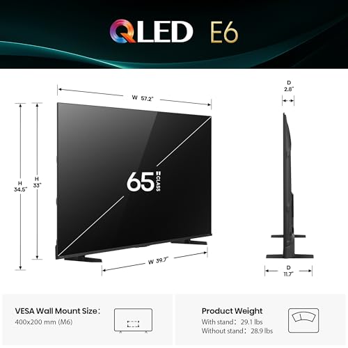 Hisense 50" Class E6 Series QLED 4K UHD Smart Fire TV (50E6QF, 2025 Model) - QLED, AI Light Sensor, Dolby Vision &middot; Atmos