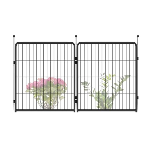 FXW Garden Fence 40in(H) x 36.0ft(L), 16 Panels Decorative Dog Fence Outdoor for The Yard – Heavy Duty Metal Animal Barrier for Dog and Rabbit