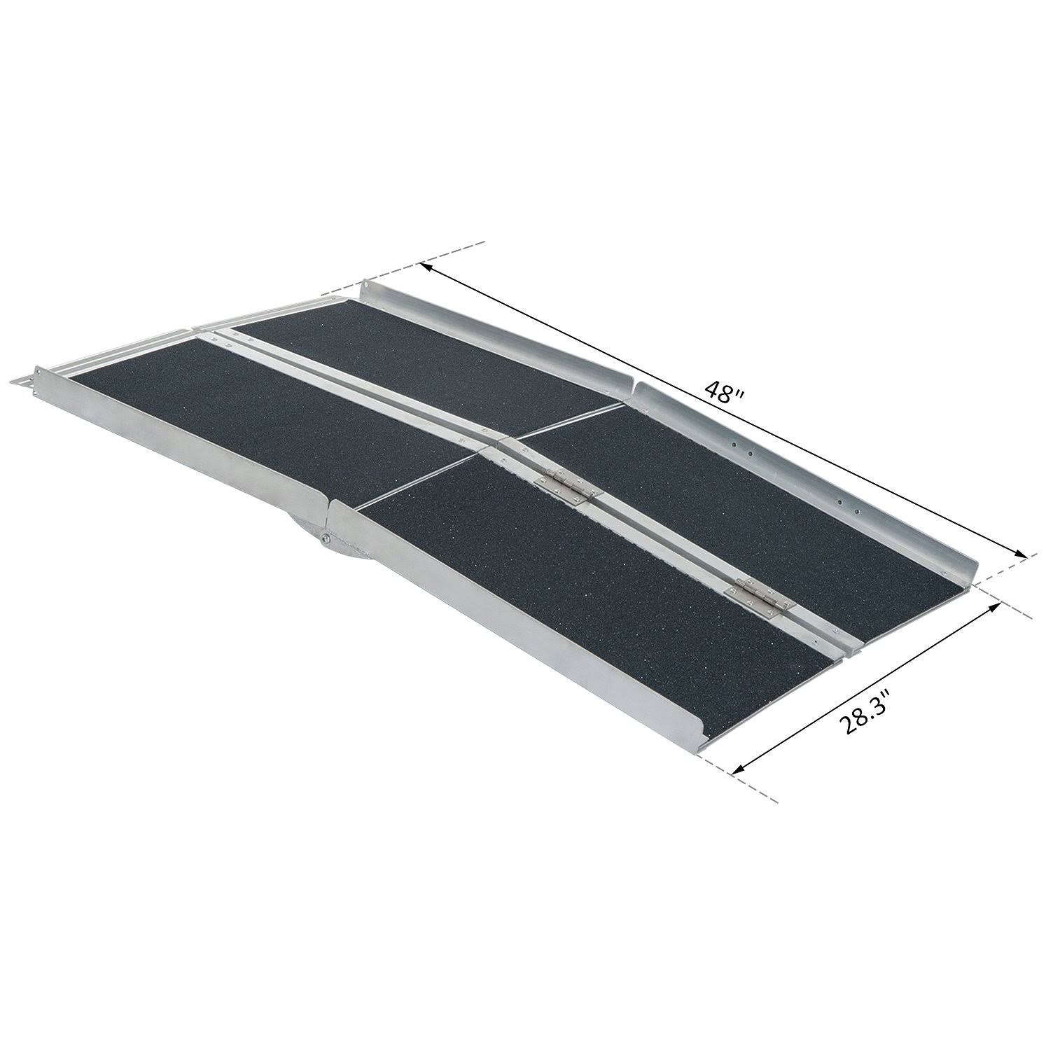HOMCOM Lightweight Aluminum Portable Skidproof PVC Carpeted Folding Wheelchair Ramp, 4&