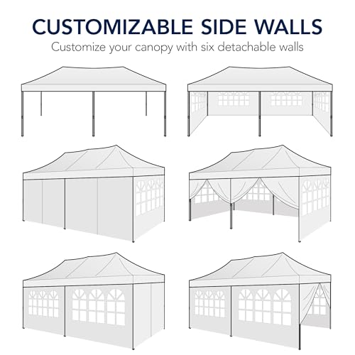 Best Choice Products 10x20 Party Tent, Heavy Duty Waterproof Large Outdoor Event Easy Pop Up Canopy Shelter w/Sidewalls, 1-Button Setup, Wheeled Case