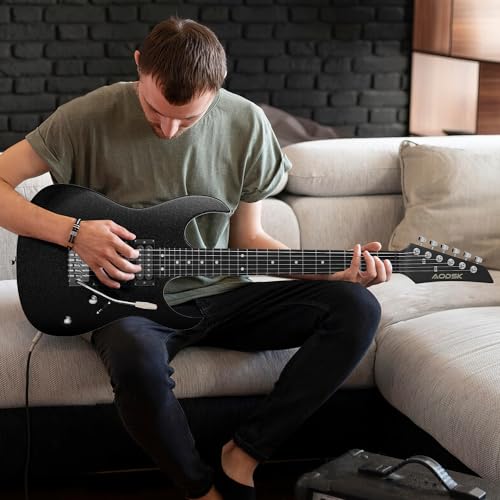 AODSK Electric Guitar with Amp Beginner Kit 39 Inch Solid Body Full Size,All Accessories,Digital Tuner,Six Strings,Four Picks,Tremolo Bar,Strap