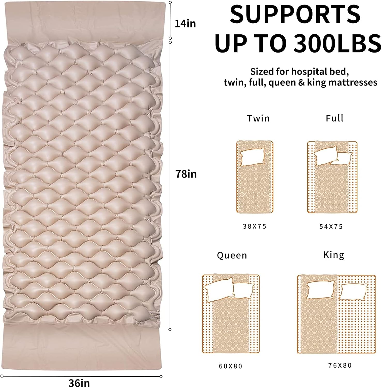 Alternating Pressure Pad Bed Pad to Prevent Bed Sores Air Mattress for Hospital Bed with Quiet Pump Colchon Antiescaras para Persona Encamada