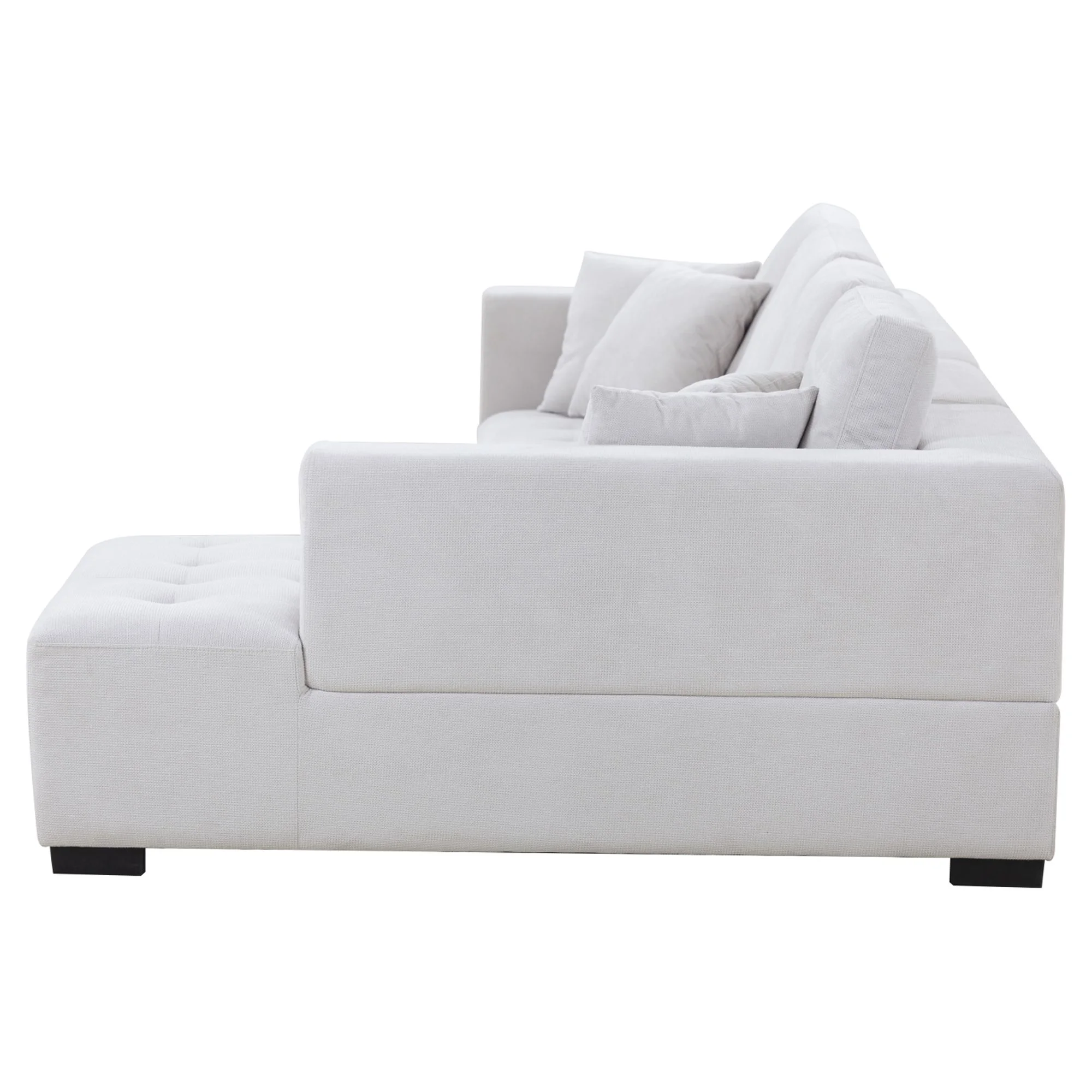 134'' Mid Century Modern Sofa L-Shape Sectional Sofa Couch Left Chaise for Living Room, Beige