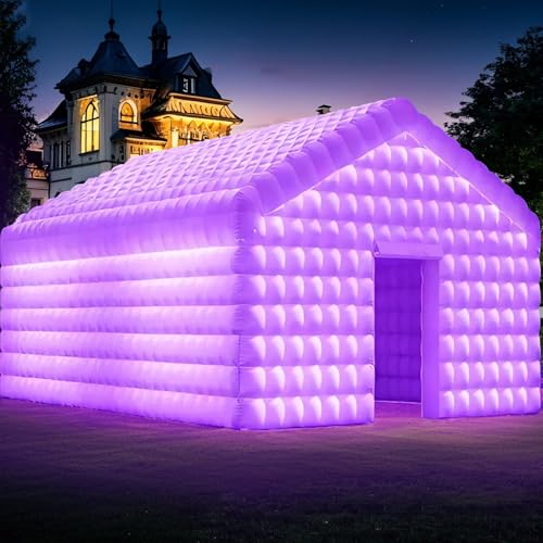 CZGBRO Large Inflatable Nightclub with Light, 20X16.5X12FT White Disco Cube Gazebo Event House Portable Inflatable Party Tent for Birthday, Wedding