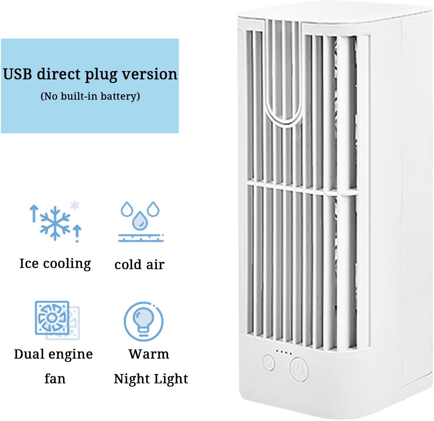 Air-conditioner Cooling Fan | Quiet Desktop Fan with Night Light | Strong Indoor Cooling | Small Household Fan for Air Circulation | Cool Down Room