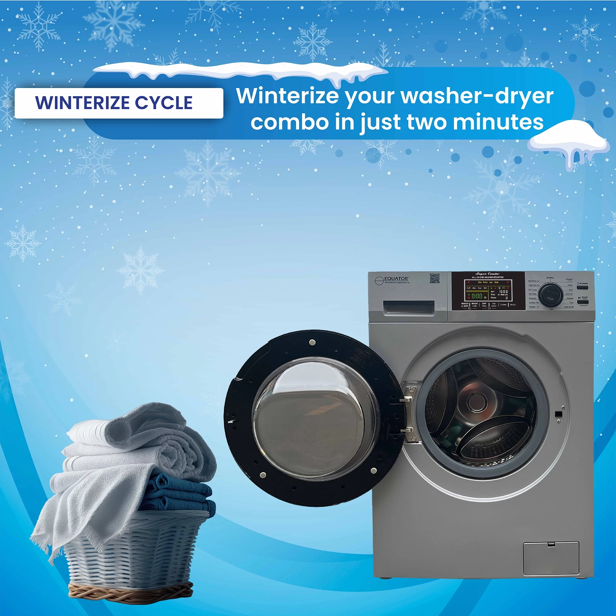 Equator Fully Built-in All-in-One Combo Washer-Dryer Ventless 1.62 cf/15lbs 110V White