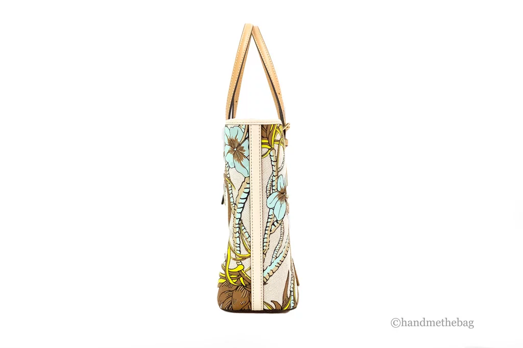 Tory Burch (144081) Emerson Small Climbing Palms Printed Canvas Tote Handbag