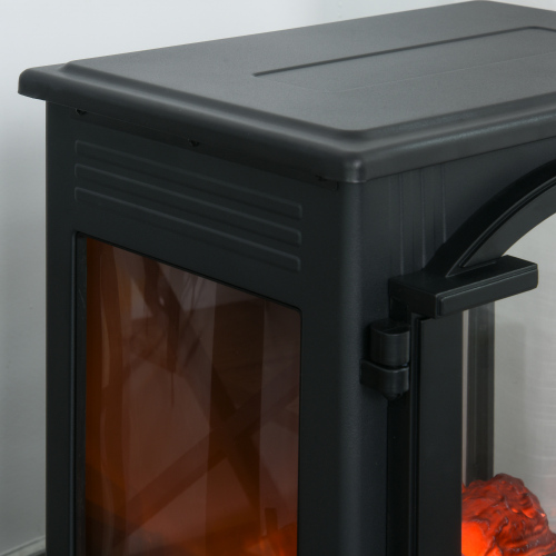 23" Electric Fireplace Heater, Fire Place Stove with Realistic LED Flames and Logs and Overheating Protection, 750W/1500W, Black