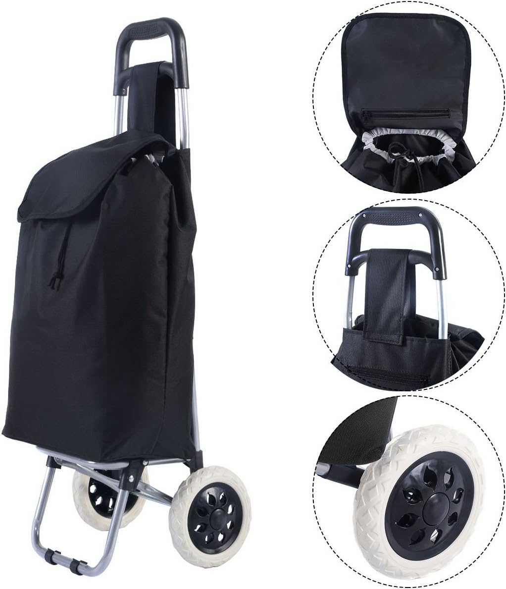 Giantex Shopping Cart Trolley Grocery Carts Heavy Duty with Wheels Foldable Removable Push Bag Condo Apartment Picnic Beach Travel Pull Utility