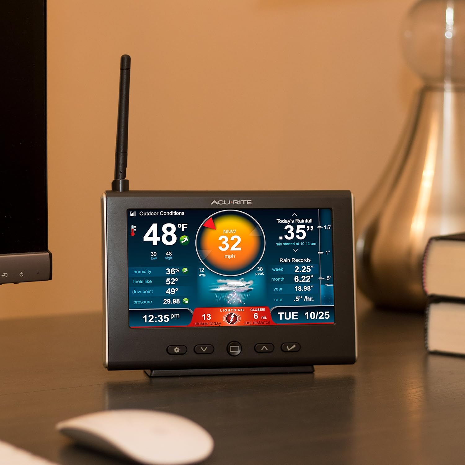 AcuRite Iris (5-in-1) Weather Station for Indoor/Outdoor Temperature and Humidity, Wind Speed/Direction, and Rainfall with High-Definition Display
