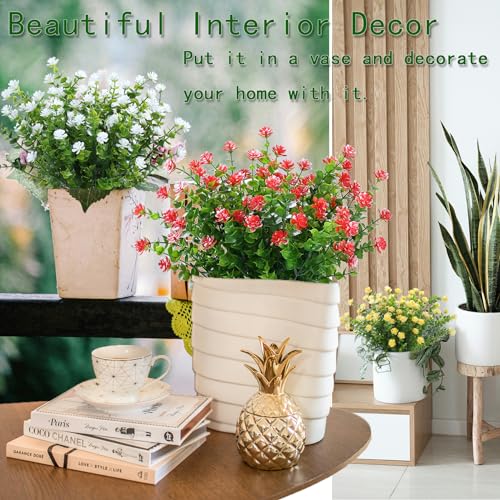 Yellow Artificial Flowers Outdoor,Yellow Fake Flowers Outdoor,UV Resistant Yellow Faux Flowers Outdoors,Front,Porch Decor