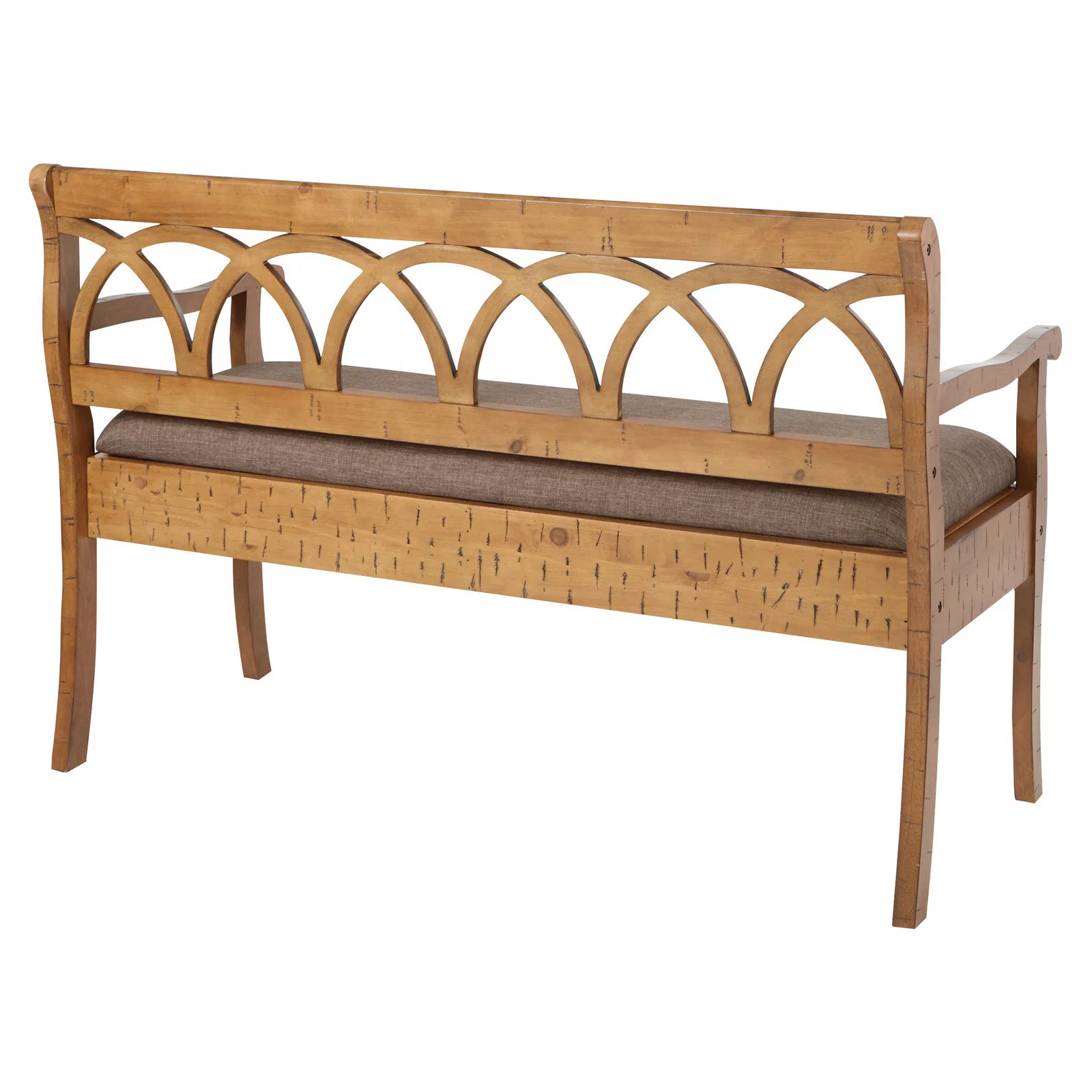 OSP Home Furnishings Coventry Storage Bench in Antique Black Frame and Beige Seat Cushion K/D