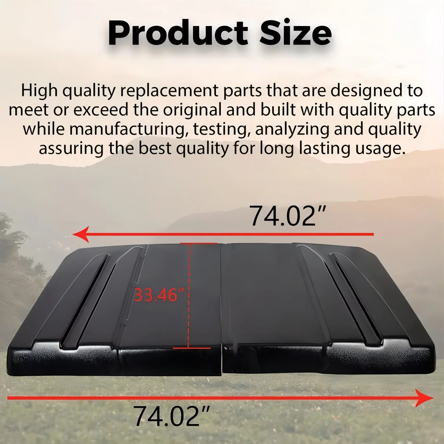 KOJEM Hard Top Roof Black Plastic for JD Gator 625 825i / Yamaha Rhino/ Kawasaki MULE 4010 Teryx/ Bobcat 3400/ Holland Rustler/ Full Size Polaris