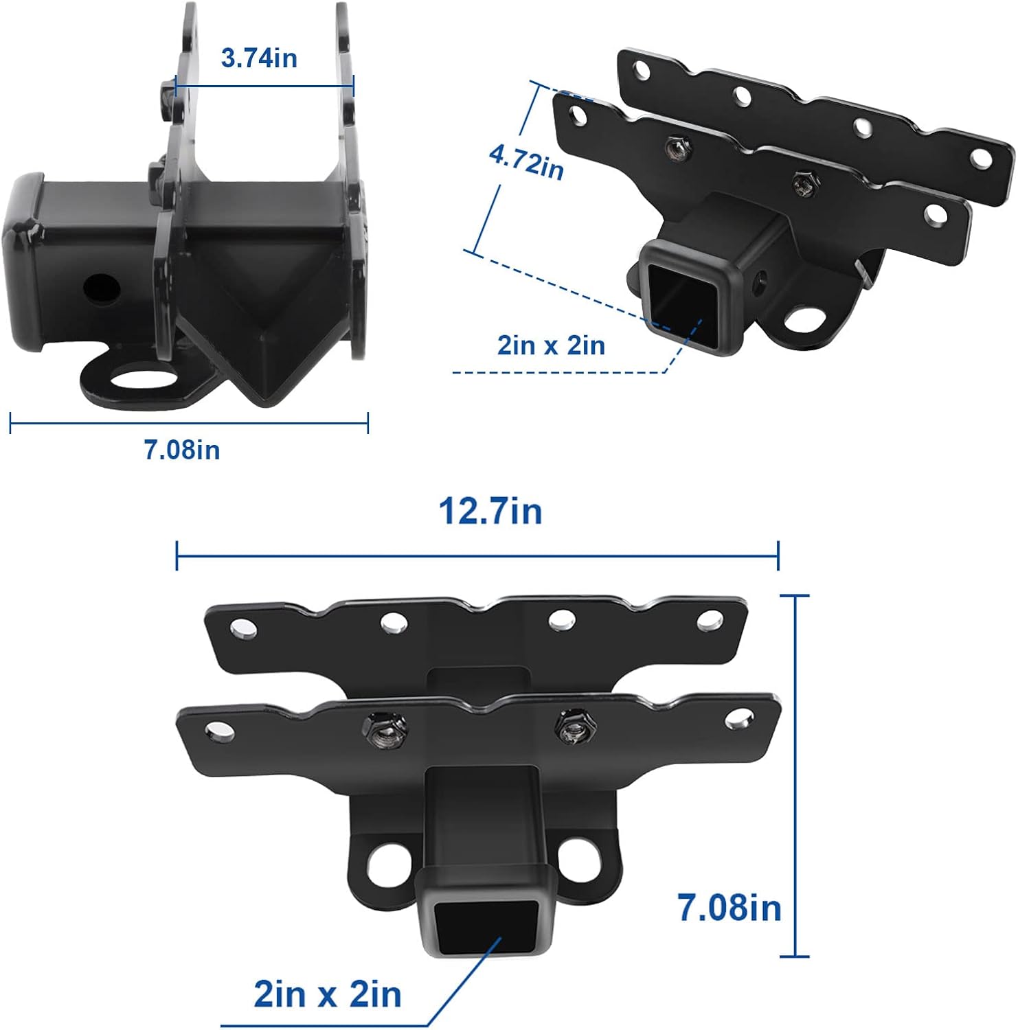 2 Inch Rear Bumper Towing Hitch Receiver Kit Compatible with 2018-2022 Jeep Wrangler JL/JLU 2 Door & 4 Door Receiver Hitches Pack of 2