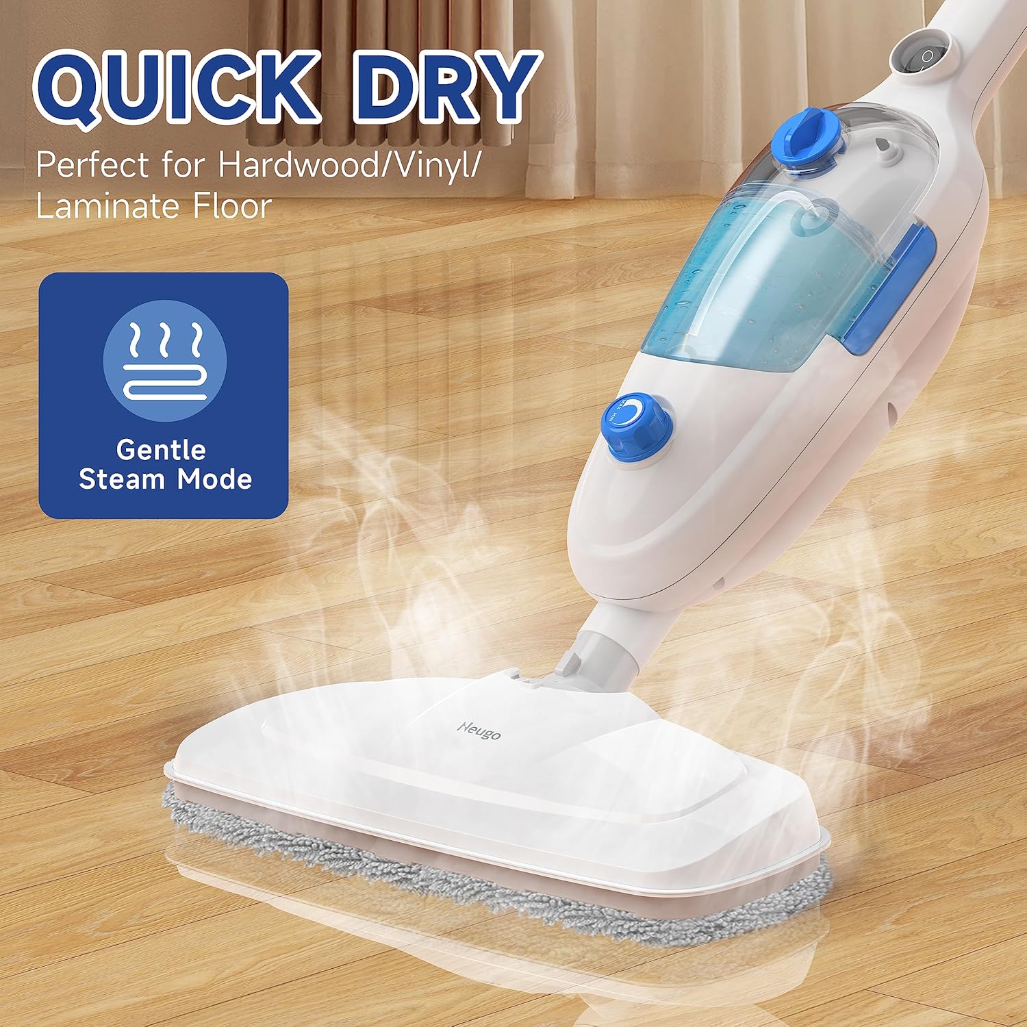 Steam Mop for Hardwood Floor Cleaning, Steamer Mop Lightweight for Vinyl, Laminate, Carpet