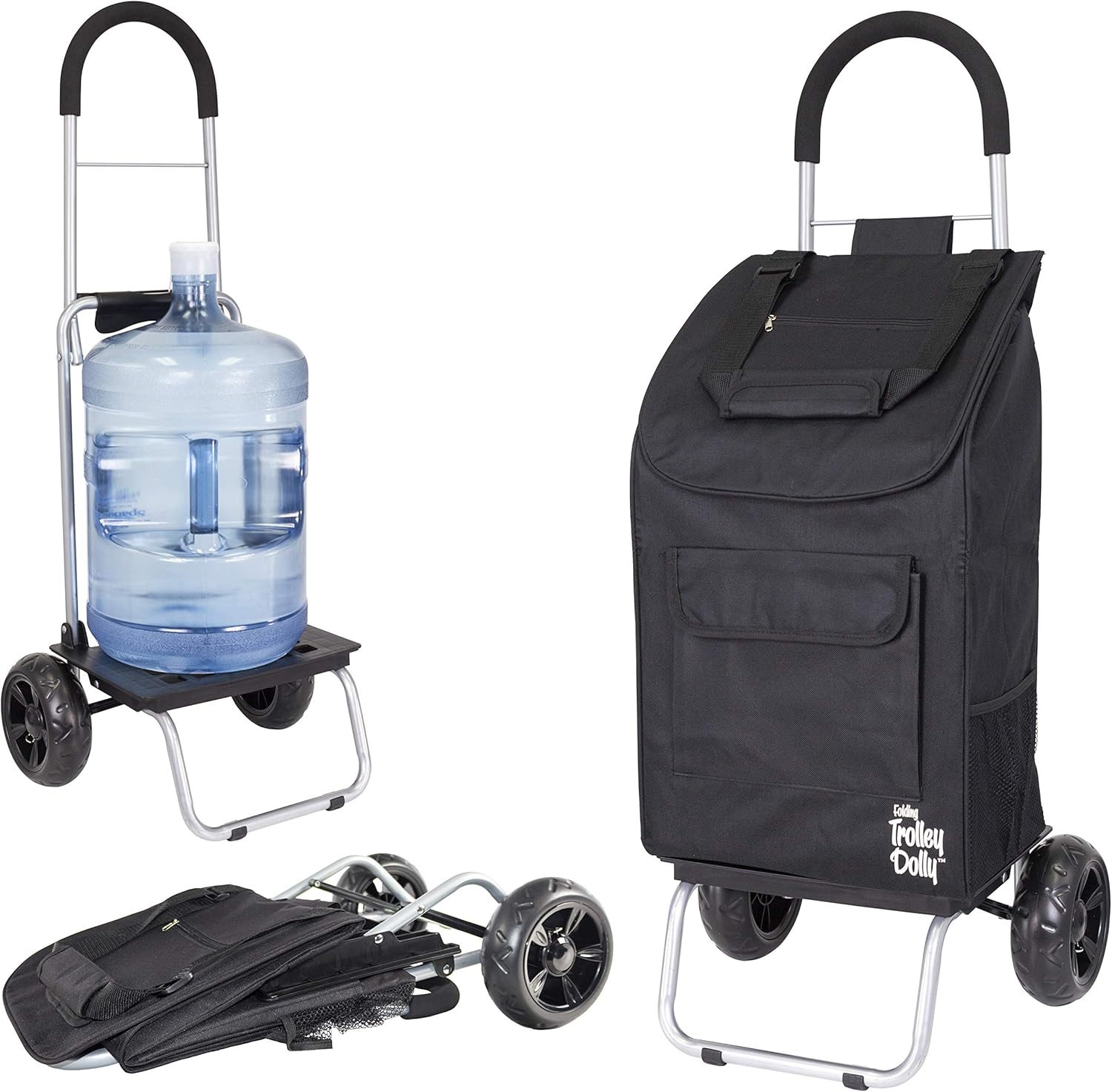 dbest products Trolley Dolly Purple Foldable Shopping cart for Groceries with Wheels and Removable Bag and Rolling Personal Handtruck Standard