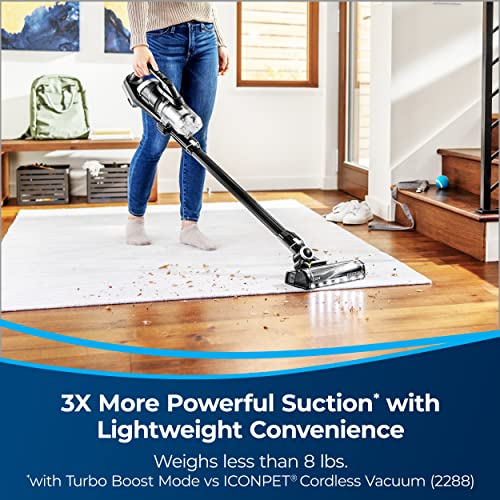 Bissell ICONPet Turbo Vacuum with Powerful Turbo Boost Suction, Tangle Free Brush Roll, & Parking Break, LED Crevice + Dusting Brush Tool