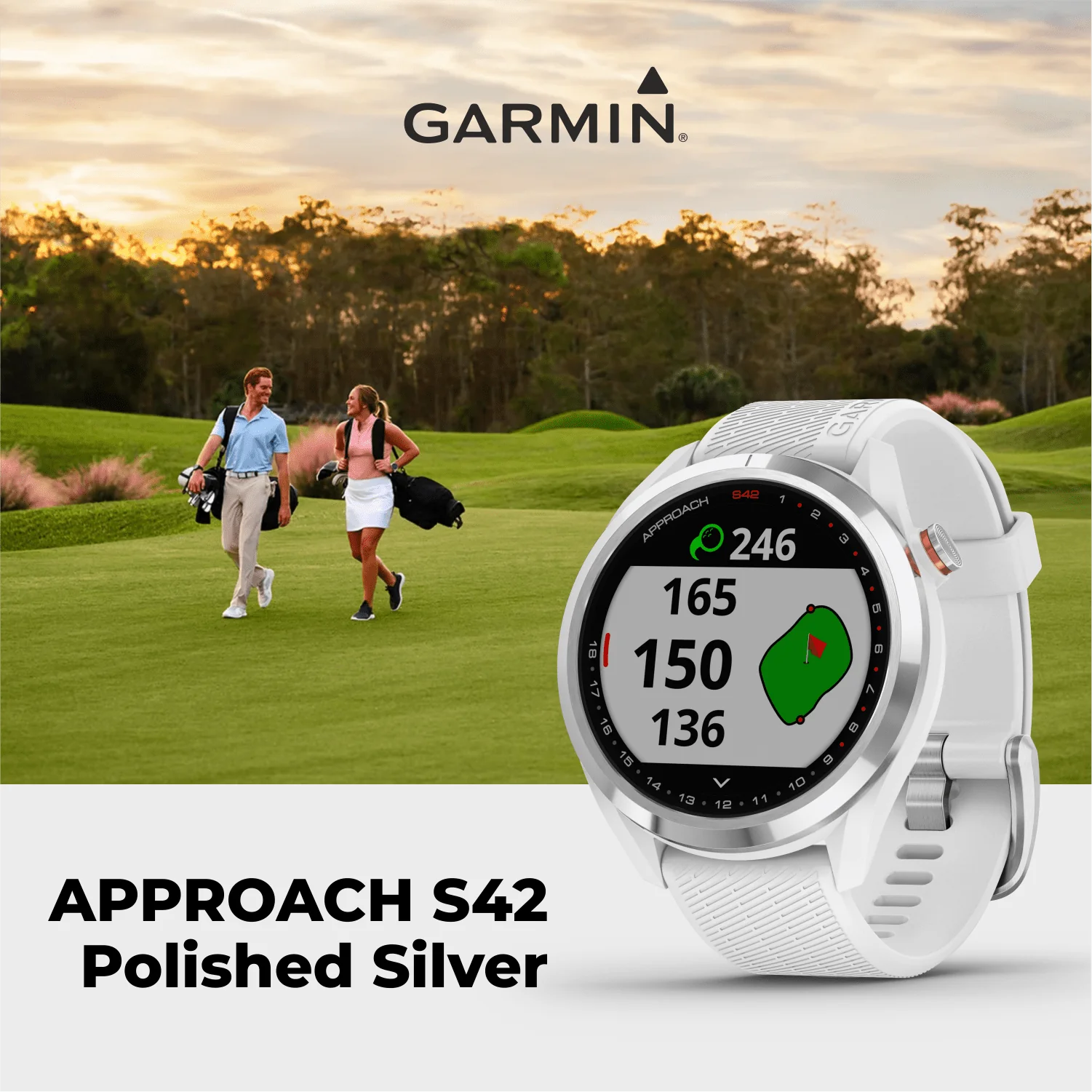 Garmin Approach S42 Golf GPS Watch, Black