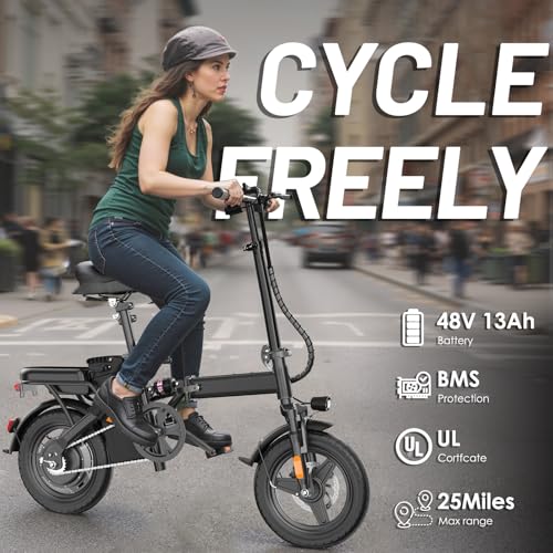 E14 E Bike Electric Bike for Adults 500W Motor, Folding Ebike 14" Adults Electric Bicycles, 48V 10Ah Removable Battery UL 2849 Certified