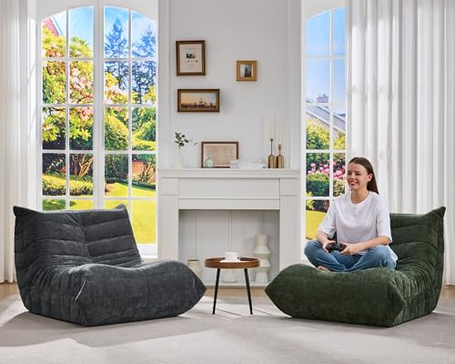 Bean Bag Chairs for Adults Giant Bean Bag Chair Memory Foam BeanBag Chair Big Bean Bag Sofa with Filler Faux Fur Fireside Beanbags Lazy Sofa for