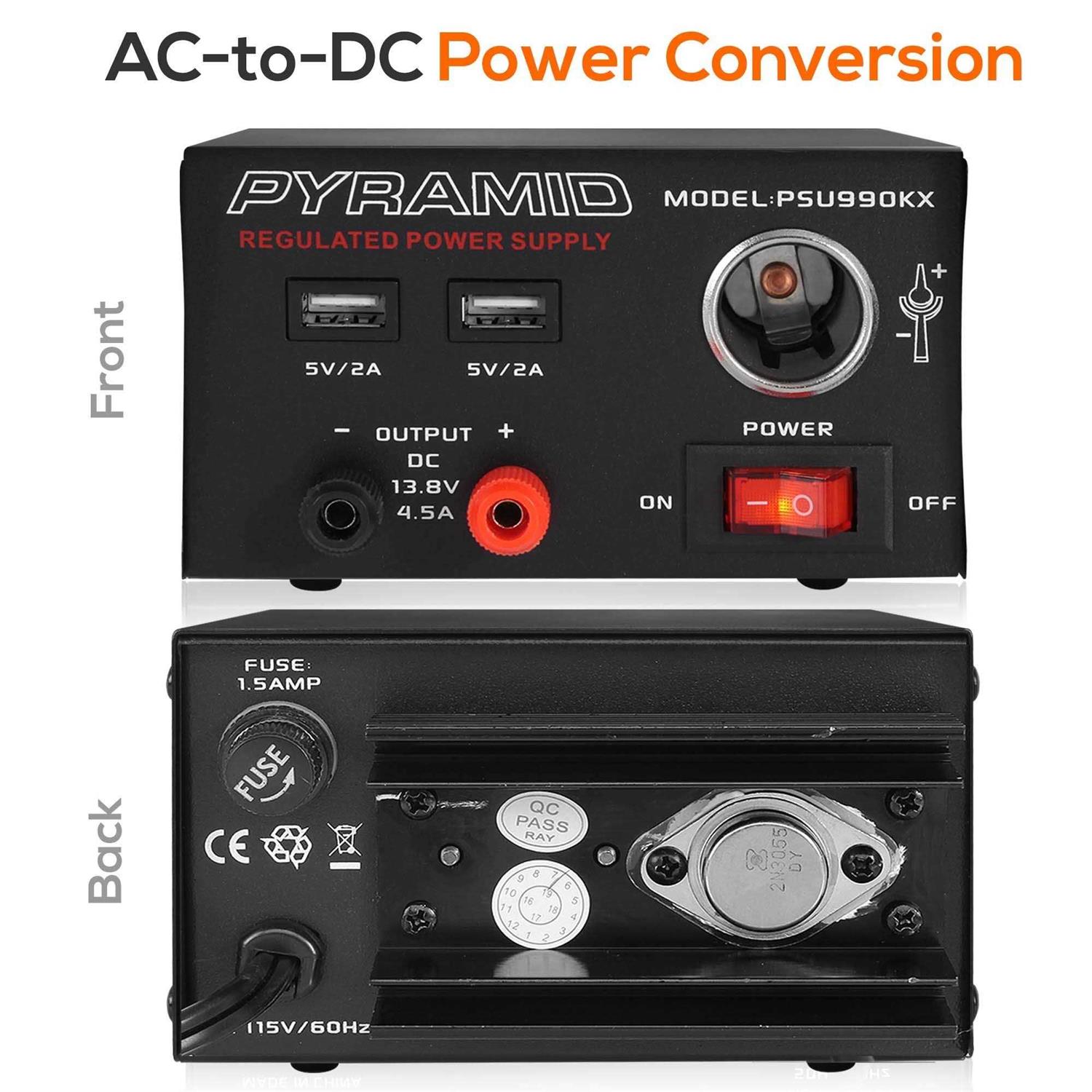 Pyramid Universal Compact Bench Power Supply 7 Amp Regulated Home Lab Benchtop AC-DC Converter Power Supply for Cb Radio