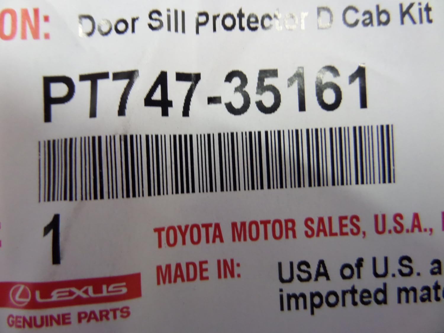 Genuine Toyota PT747-35161 Door Sill Protectors Pack of 2