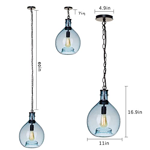 CASAMOTION Pendant Lights Kitchen Island Blown Glass Pendant Lighting Recycle Clear Entryway Light Fixtures Hanging Modern Farmhouse Dining Room