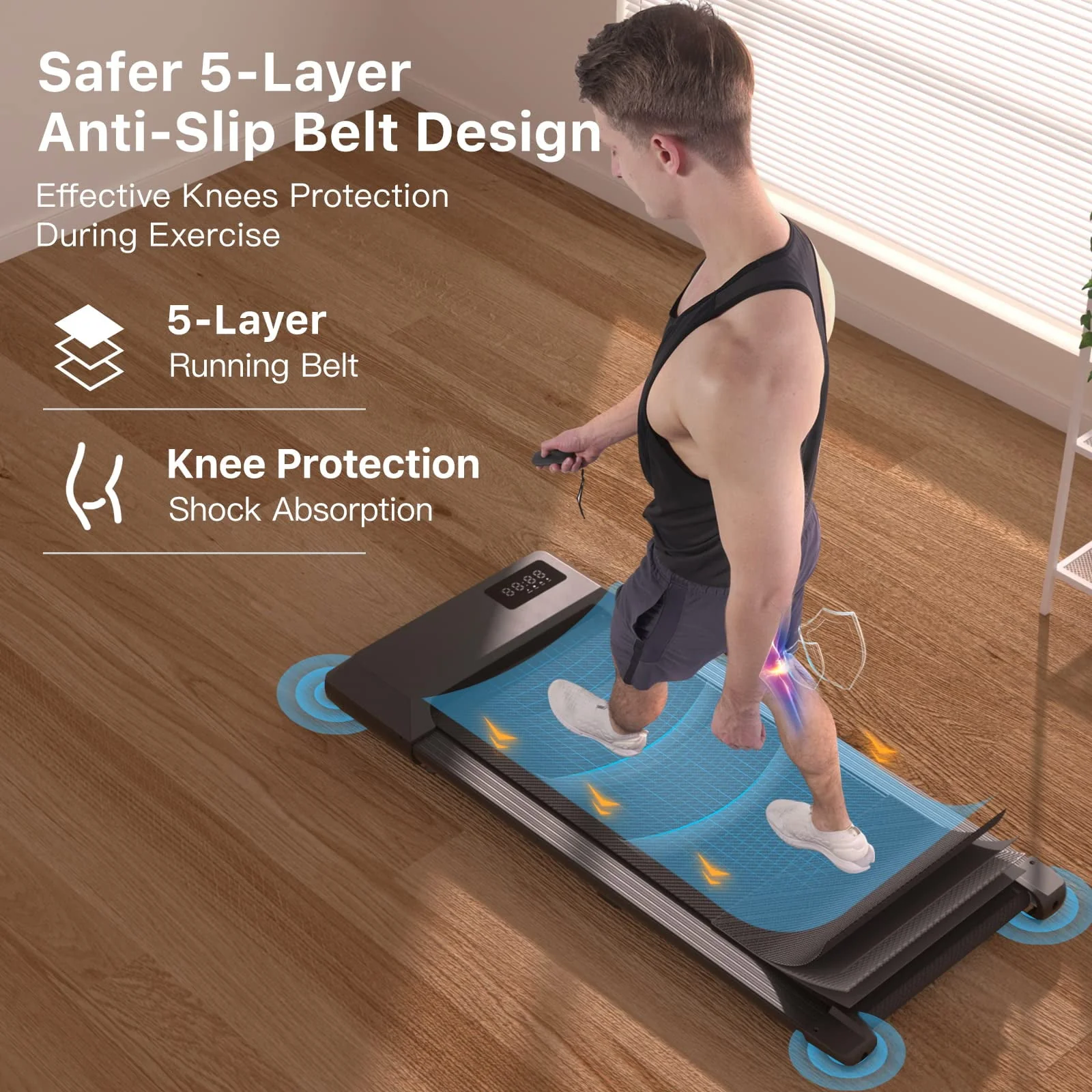 Superun 2.5Hp Walking Pad, 35.5*15.5 Walking Area 2 in 1 Under Desk Treadmill,300lb Walking Treadmill with Remote Control and LED Display, Quiet