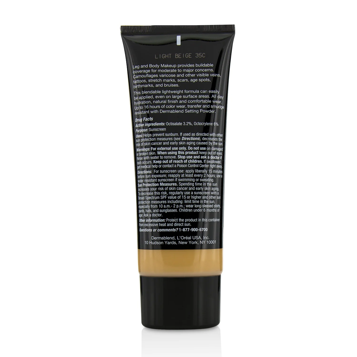 Dermablend Leg and Body Make Up Buildable Liquid Body Foundation Sunscreen Broad Spectrum SPF 25 - #Light Beige 35C 100ml/3.4oz