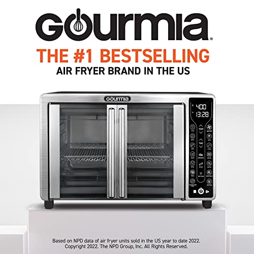 Gourmia Toaster Oven Air Fryer Combo 17 cooking presets 1700W french door digital air fryer oven 24L capacity accessories, convection rack