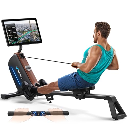 MERACH Rowing Machines for Home, Powerful Electromagnetic Row Machine with 51.2" Extended Rail, 16-Level Handle Resistance Adjustment Rower