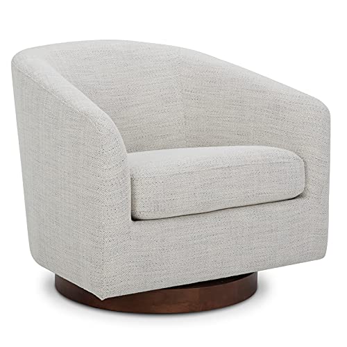 CHITA Swivel Accent Chair, FSC Certified Upholstered Fabric Barrel Chair for Living Room, Fully Assembled, Flax Beige
