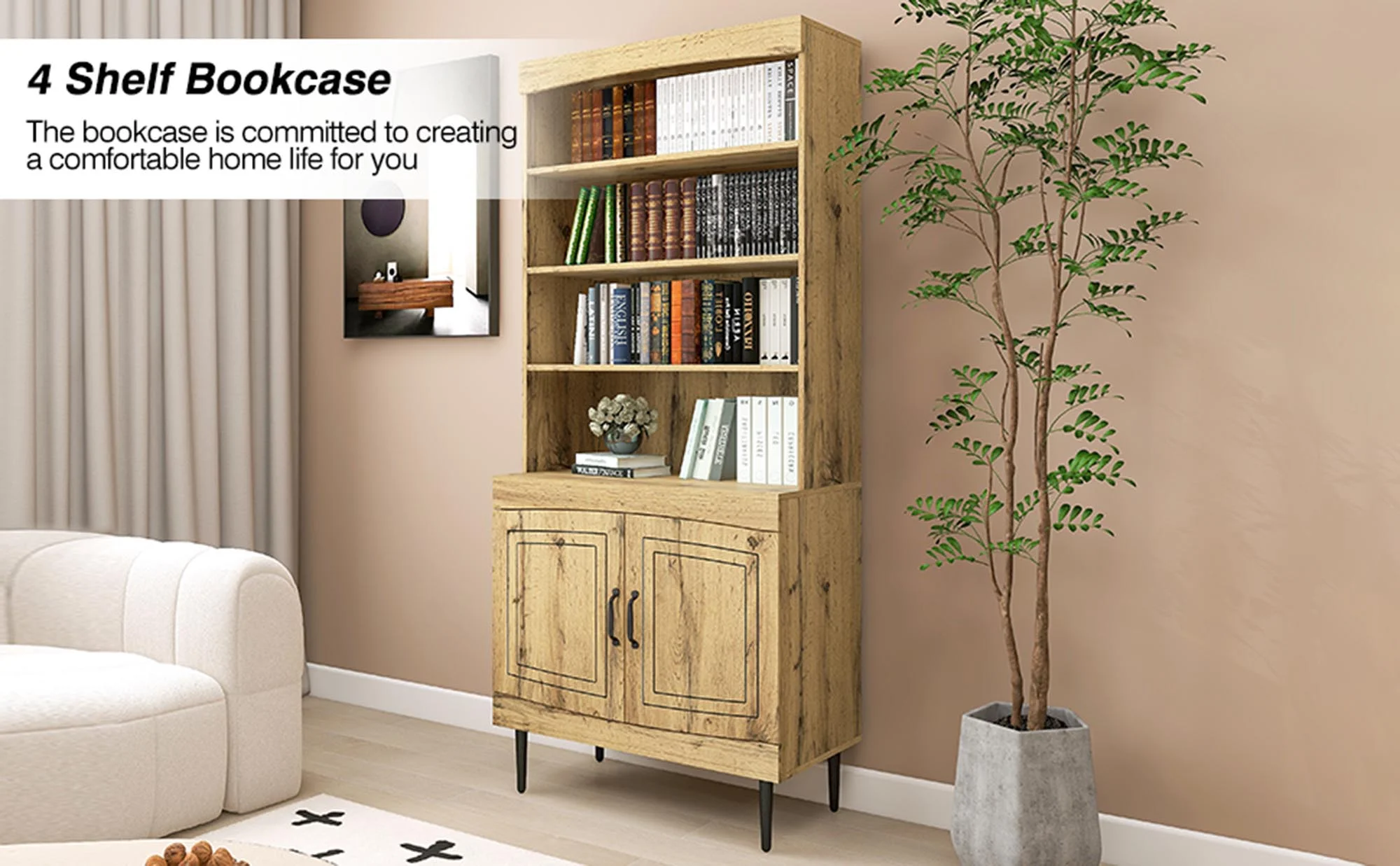 72" Kitchen Pantry Cabinet, Tall Storage Cabinet, Pantry Cupboard with Doors and Adjustable Shelves, Modern Utility Pantry Cabinet for Dining Room