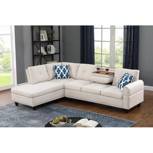Devion Furniture Regis 4-in-1 Convertible L Shaped Couch with Pull Out Bed and Storage, Sectional Sleeper Sofa with Reversible Chaise for Living Room