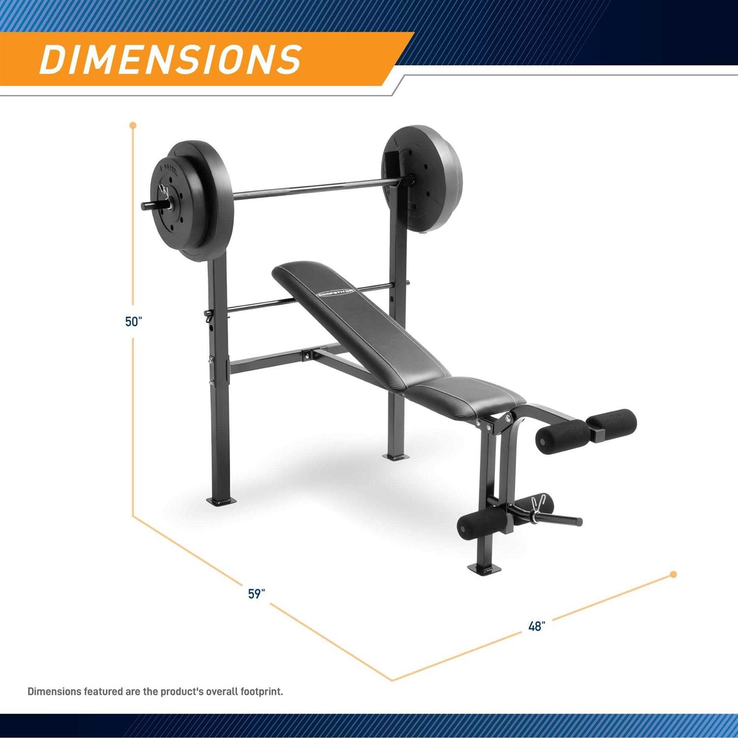 Marcy Competitor Standard Adjustable Weight Bench with 80 lb. Weight Set - Sports Supplies Online Store