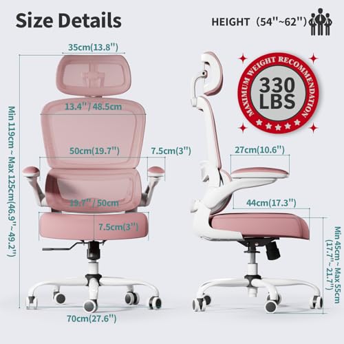 TRALT Office Chair Ergonomic Desk Chair, 330 LBS Home Mesh Office Desk Chairs with Wheels, Comfortable Gaming Chair