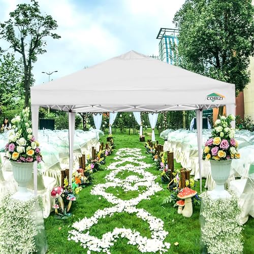 COBIZI 10x10 Pop up Canopy Tent Protable Canopy Tent with 4 Sidewalls Waterproof Commercial Instant Shelter for Parties, Wedding