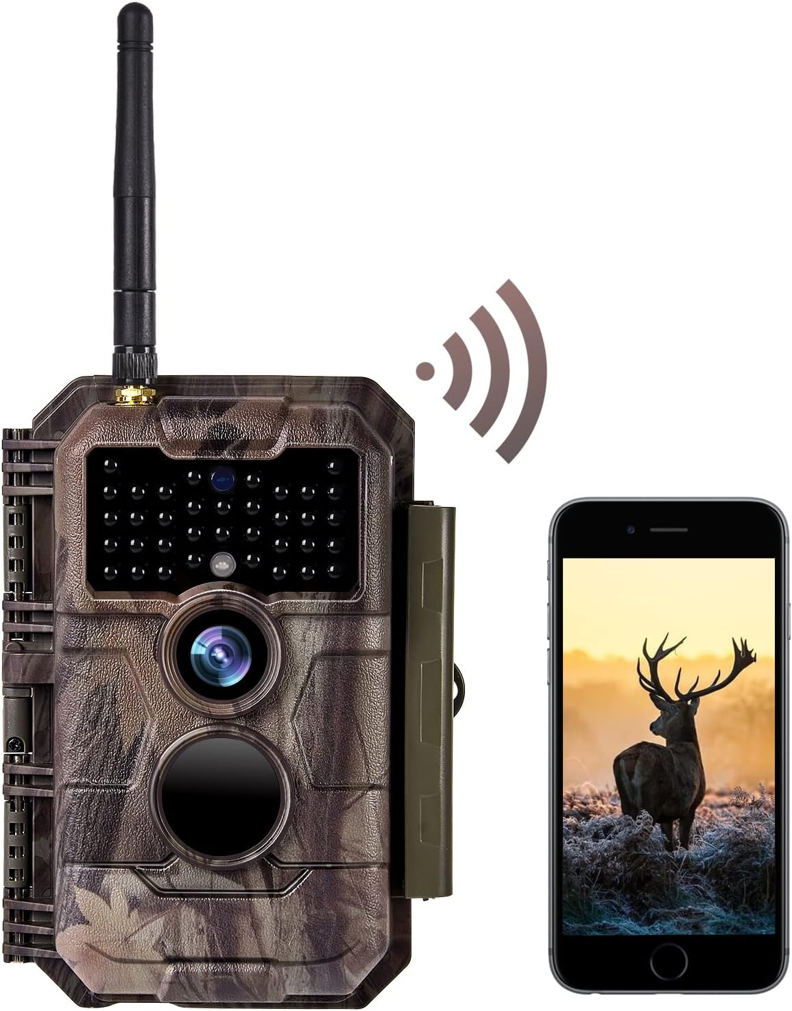 Wireless WiFi Game Trail Camera & Wildlife Deer Hunting Security Camera 32MP Picture 1296P Video Motion Activated Night Vision 100ft Black Flash