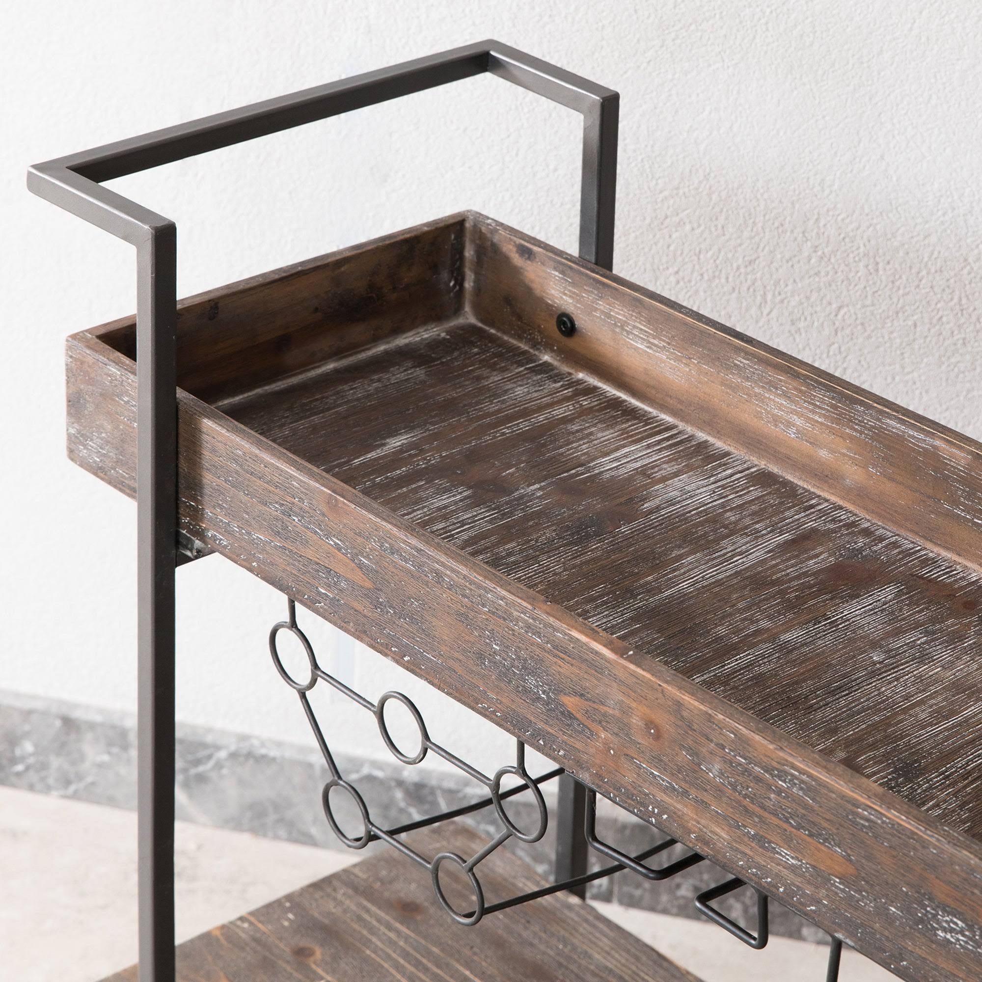 FirsTime Factory Row Industrial Farmhouse Wheeled Bar Cart - Black