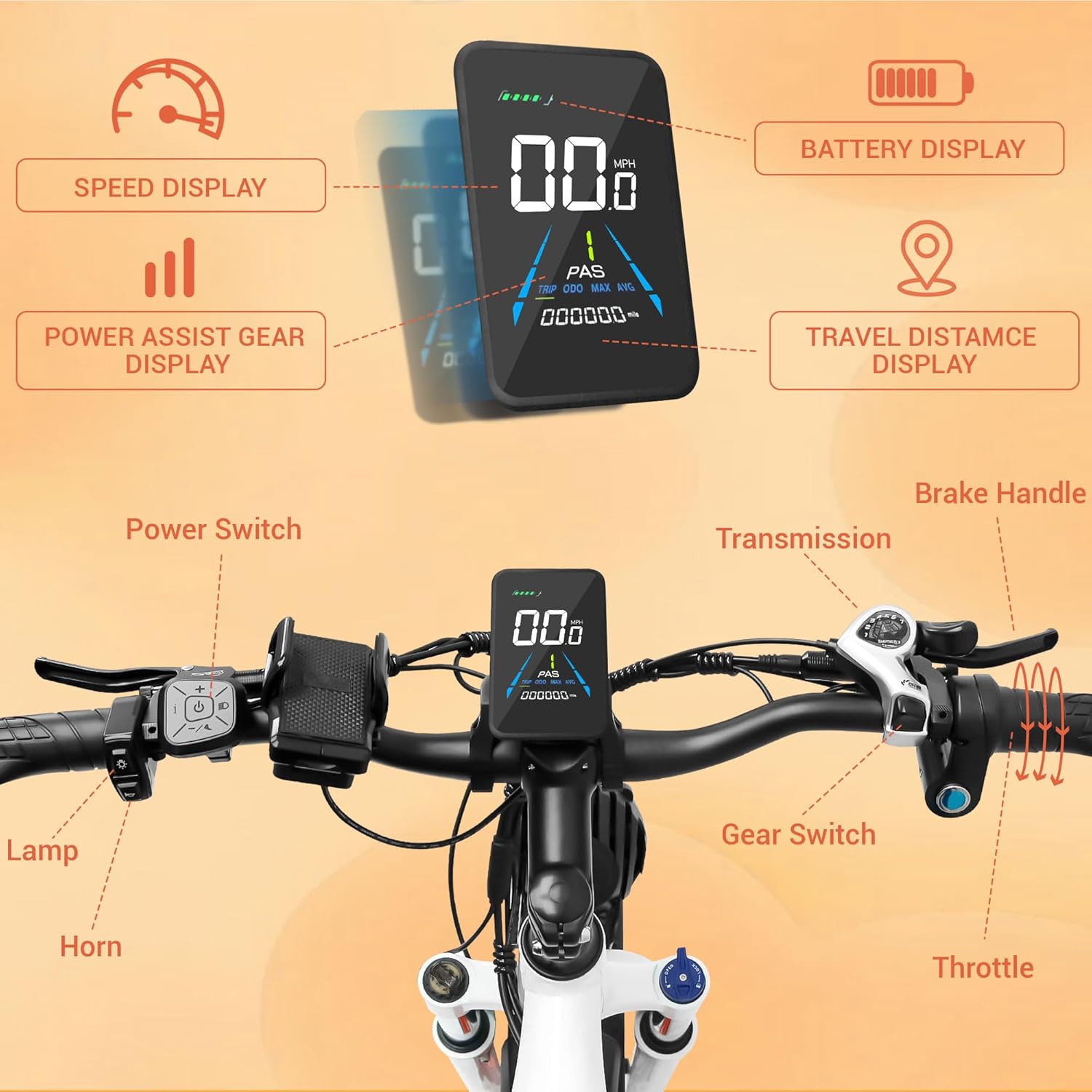 Da08 Electric Bike for Adults,1000W Brushless Motor,7-Speed with Removable 48V 15AH Battery
