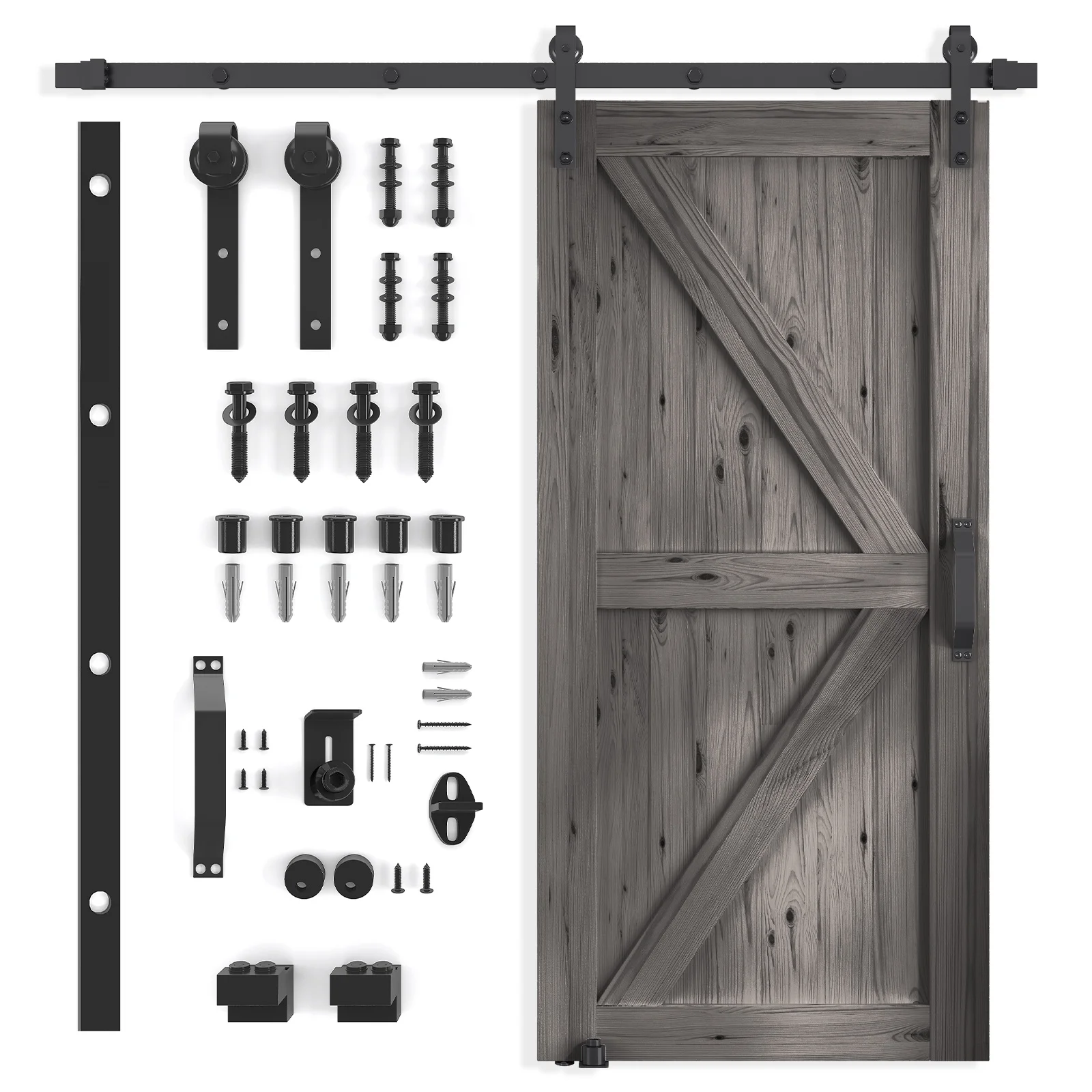 ZAFLY 42"x 84" Sliding Barn Door, Single Track Sliding Barn Door with Hardware Kit and Handle for Interior & Exterior Use