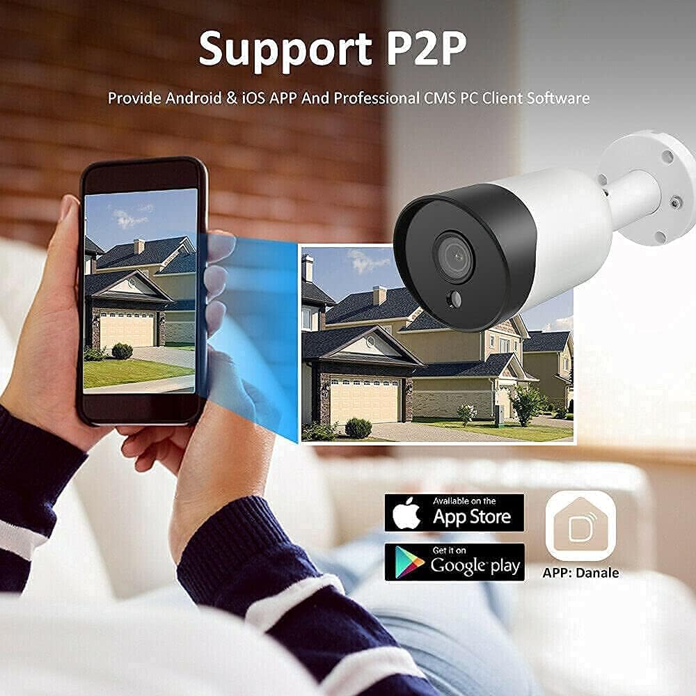 (Compatible for Hikvision) Outdoor 8MP Bullet PoE IP Camera with Built-in Mic,UltraHD 4K Security Camera with 2.8mm Fixed Lens,98ft Night Vision