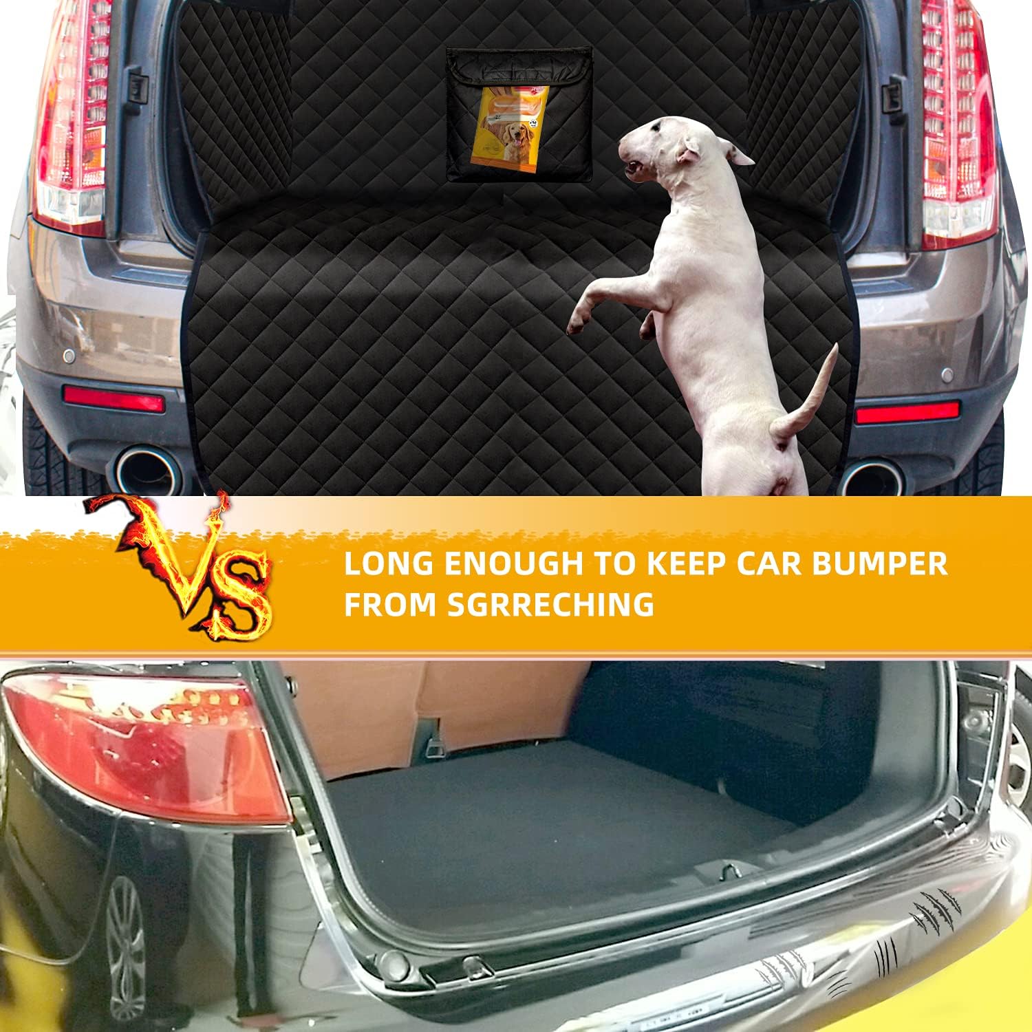 WEEKSUN SUV Cargo Liner for Dogs, Water Resistant Pet Cargo Cover Dog Seat Cover Mat with Bumper Flap Protector, Non-Slip
