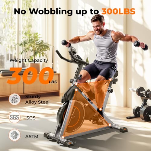 YOSUDA Exercise Bike, Brake Pad Stationary Bike for Home with Exclusive App, Magnetic Indoor Cycling Bike with 300 lb Weight Capacity, Low Noise