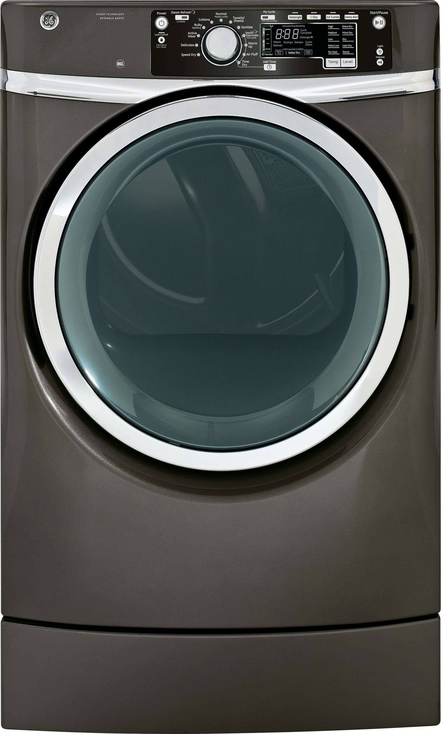 GE RightHeight GFDR485EFMC Front-Loading Electric Dryer - Metallic Carbon