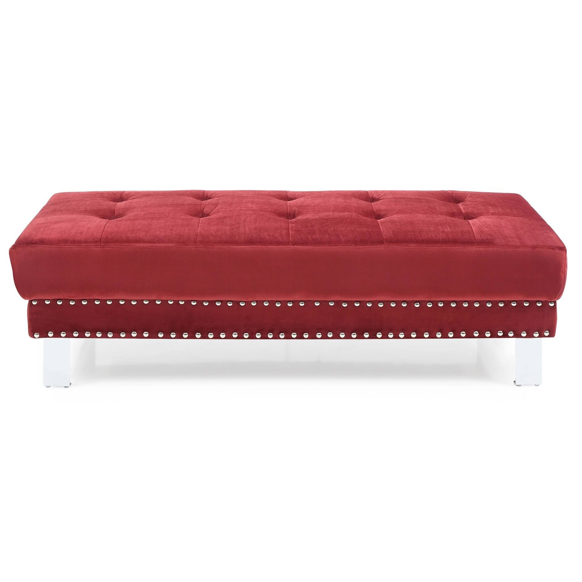 Glory Furniture Derek Velvet Ottoman in Black - G372-O