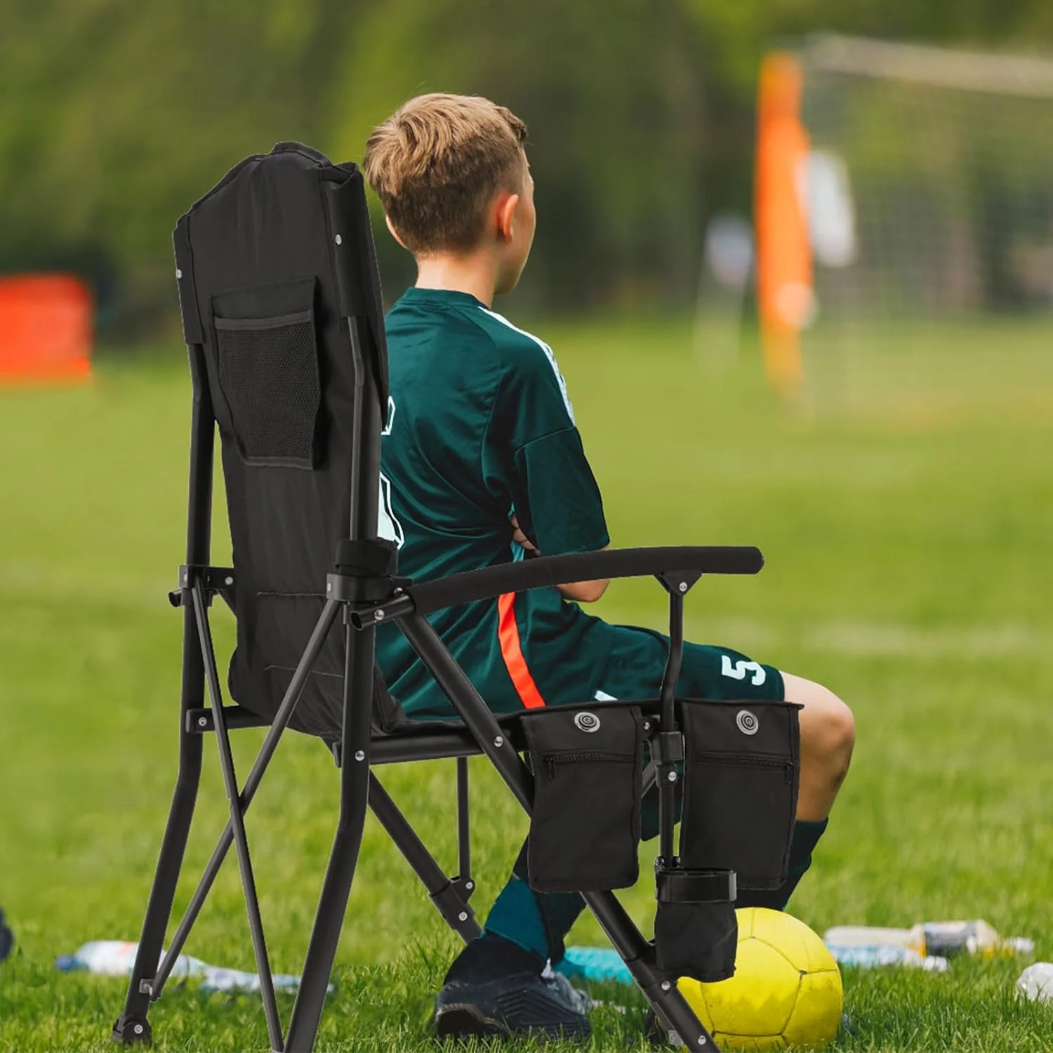ABORON Heated Camping Chairs, Fully Padded Heavy Duty Folding Chairs for Outside, Supports 400 lbs, Portable Outdoor Camp Chairs for Sport Events