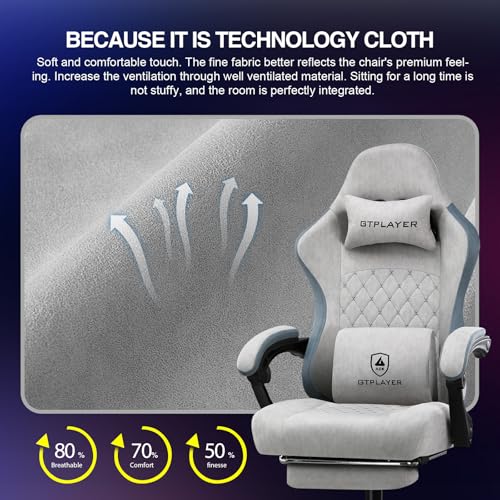 GTPLAYER Gaming Chair, Computer Office Chair with Pocket Spring Cushion, Linkage Armrests and Footrest