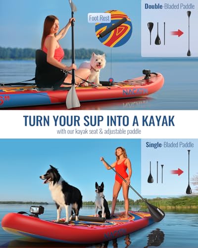 Inflatable Stand Up Paddle Board 12' with Kayak Seat & Dual Paddles &ndash